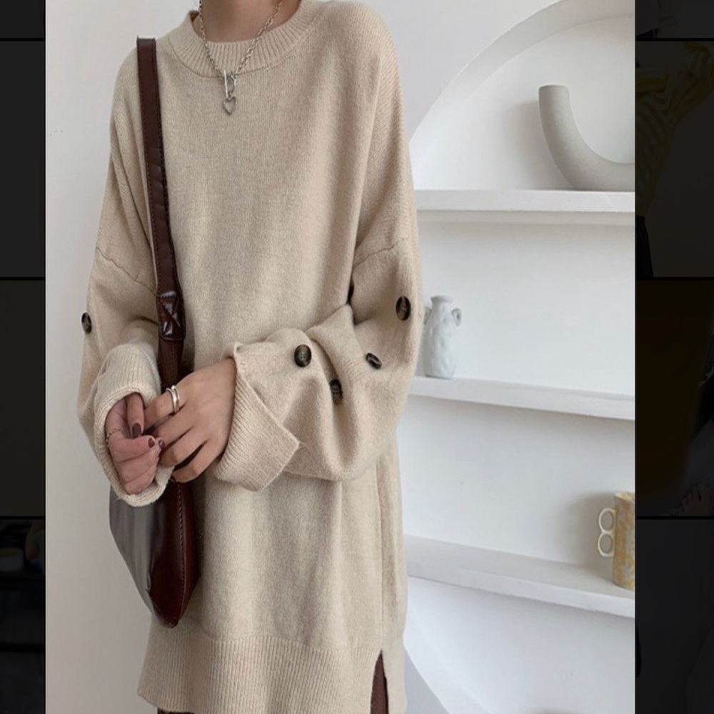 BUTTON LONG SLEEVE SWEATER